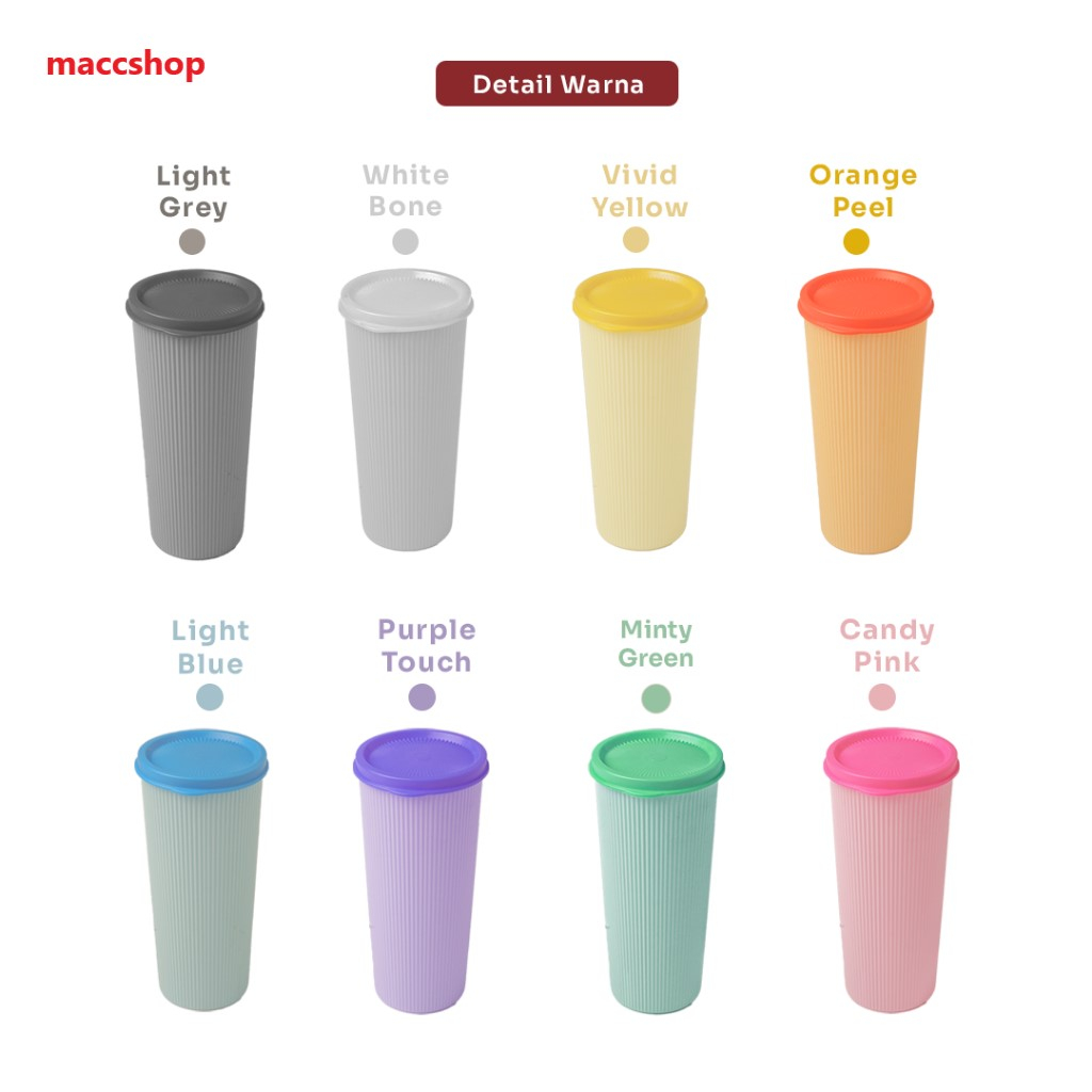 TANAKA TUMBLER GELAS TUTUP PLASTIK STRIPE 620ML - PASTEL MACARON