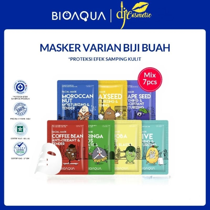 [Saset 25gr] Bioaqua Fruit Seed Facial Mask | Sheet Mask | Masker Wajah