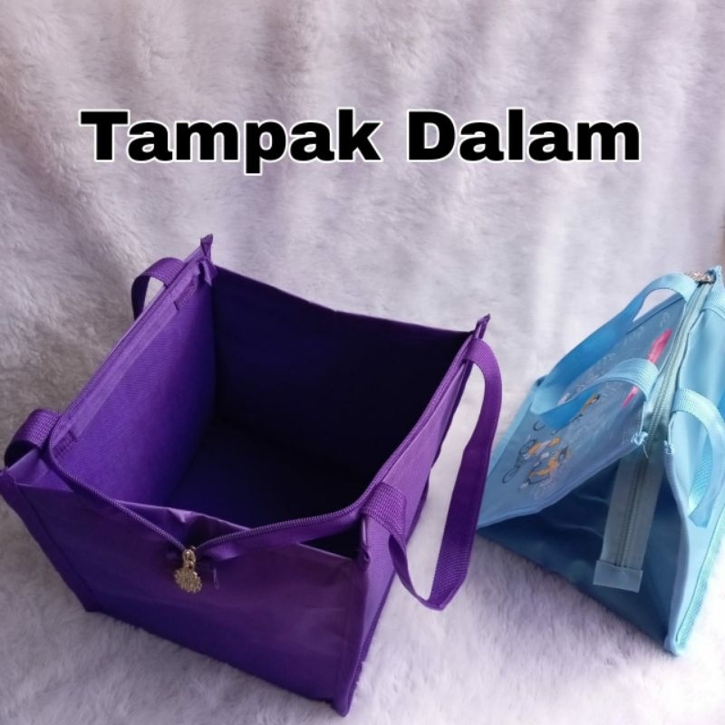 Tas Bekal Fit to Go Zipper bunga es / tas CWL / tas crystalwafe / tas Tupperware bulat