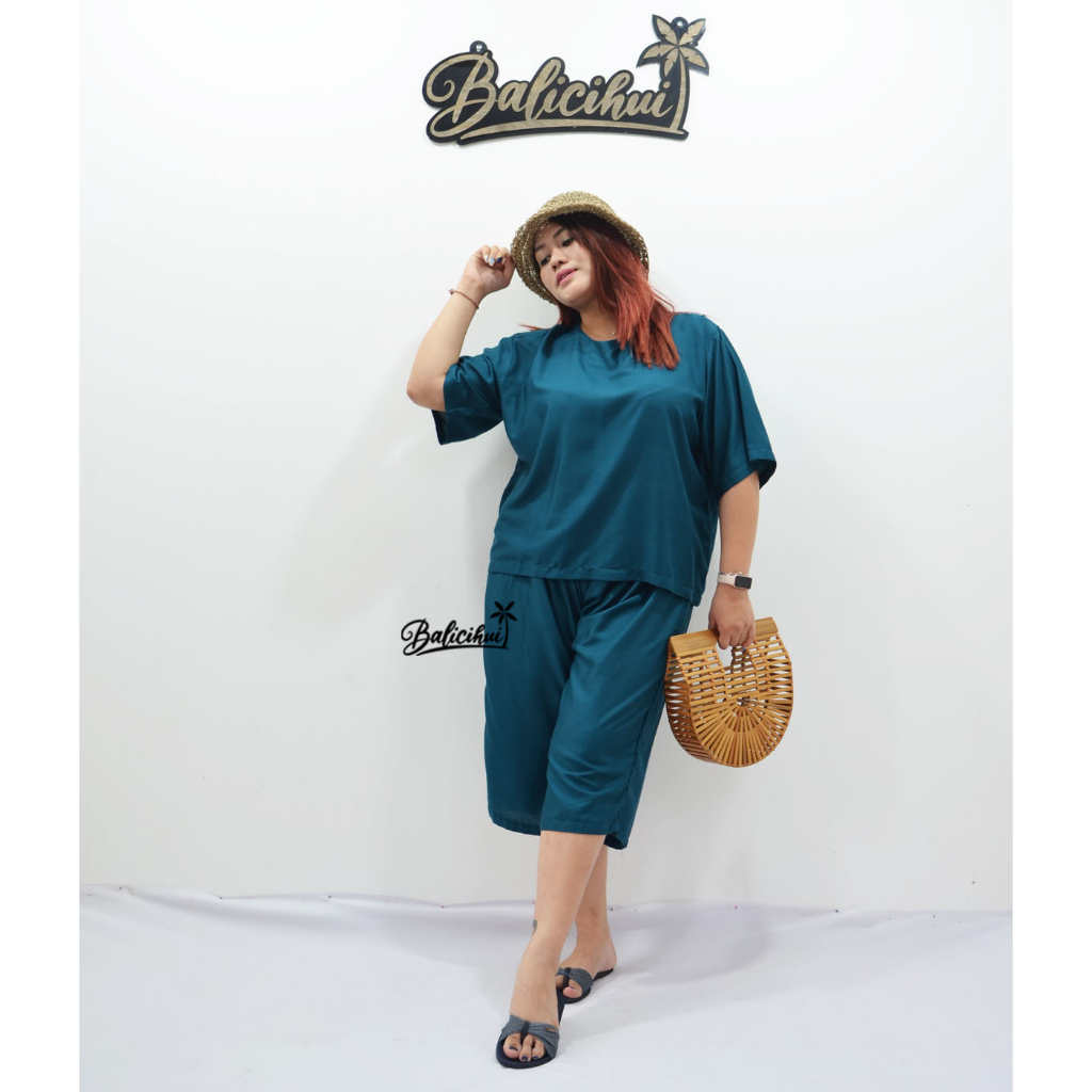 Balicihui Setelan Kasual Jumbo Setelan Plus Size Setelan Bigsize Big Size Setelan 3/4 Setelan Wanita