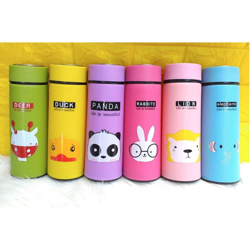 [COD] BOTOL KACA ANIMAL 380ML - BOTOM MINUM ANAK KARAKTER - BOTOL AIR