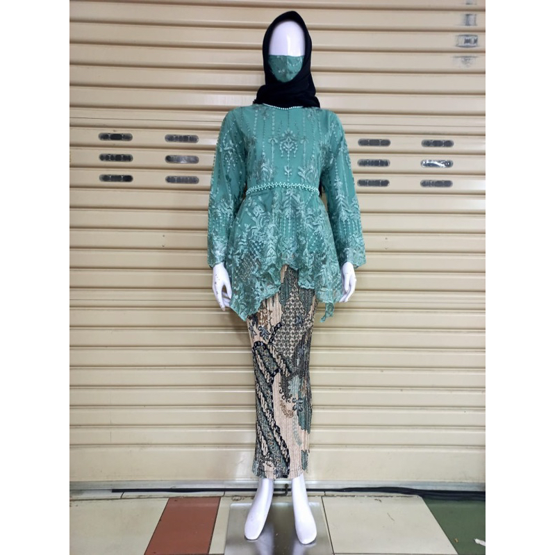 Setelan Kebaya Blouse Azalea BK / Kebaya Modern / Kebaya Wisuda / Kebaya Perpisahan / Kebaya Remaja / Kebaya Tulle Payet