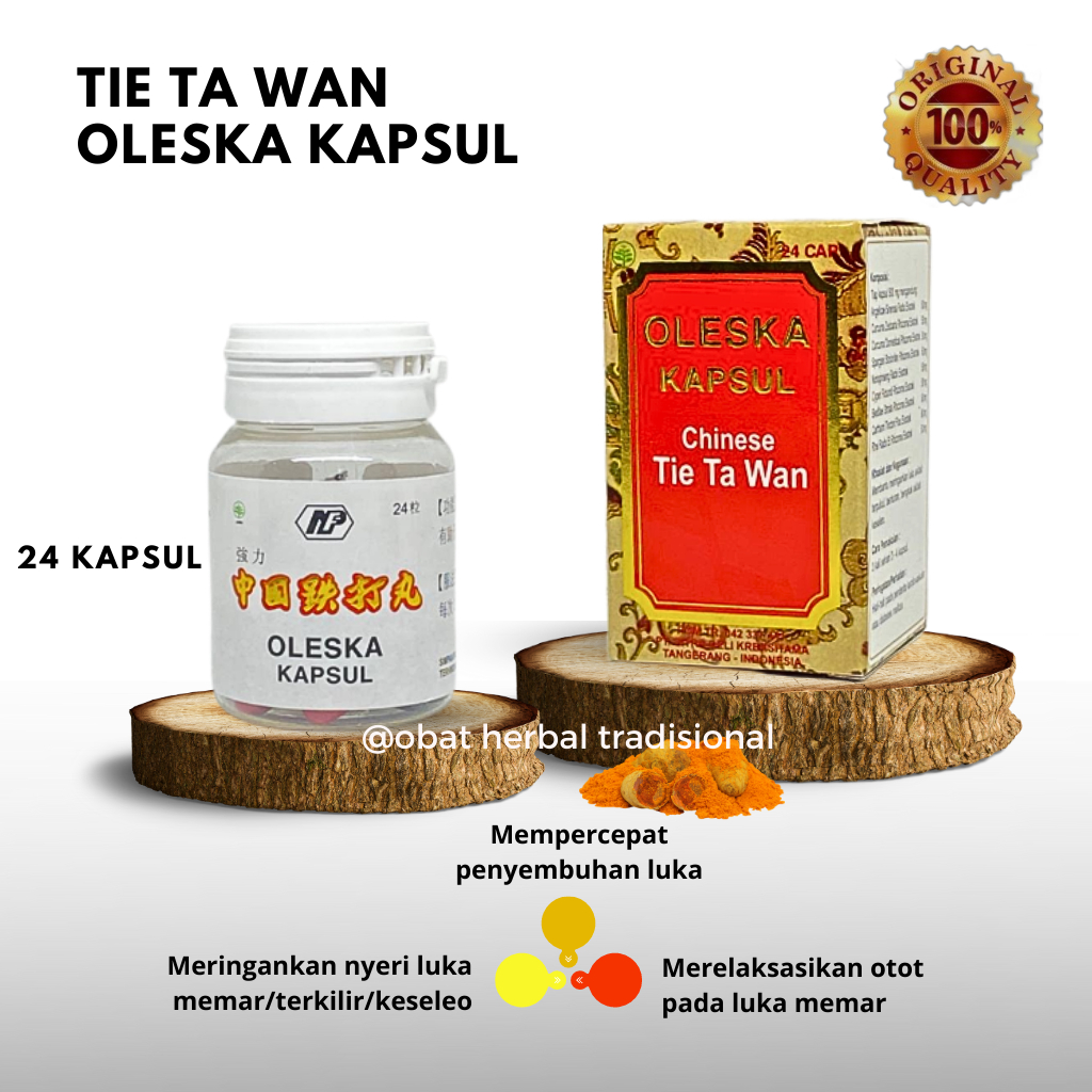 OLESKA KAPSUL CHINESE TIE TA WAN obat luka dalam - memar - keseleo