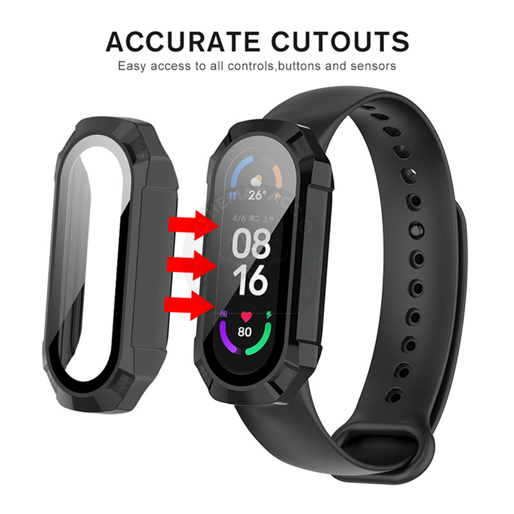 Tempered Screen Hard Case Mi Band 6 5 4 Armour Xiaomi Mi Band Hematacc