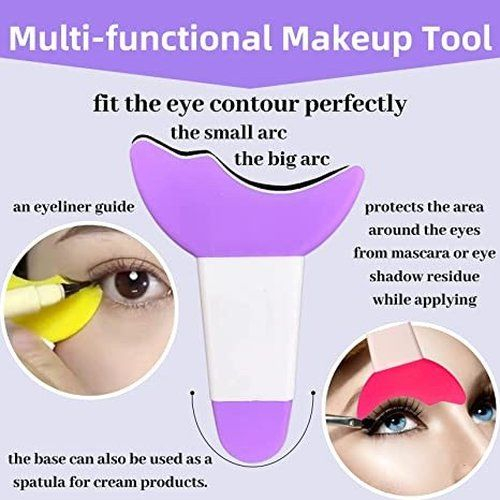 GP Alat Bantu Aplikator Maskara / Eyeliner / Eyeshadow 3 in 1 Bahan Silikon Reusable