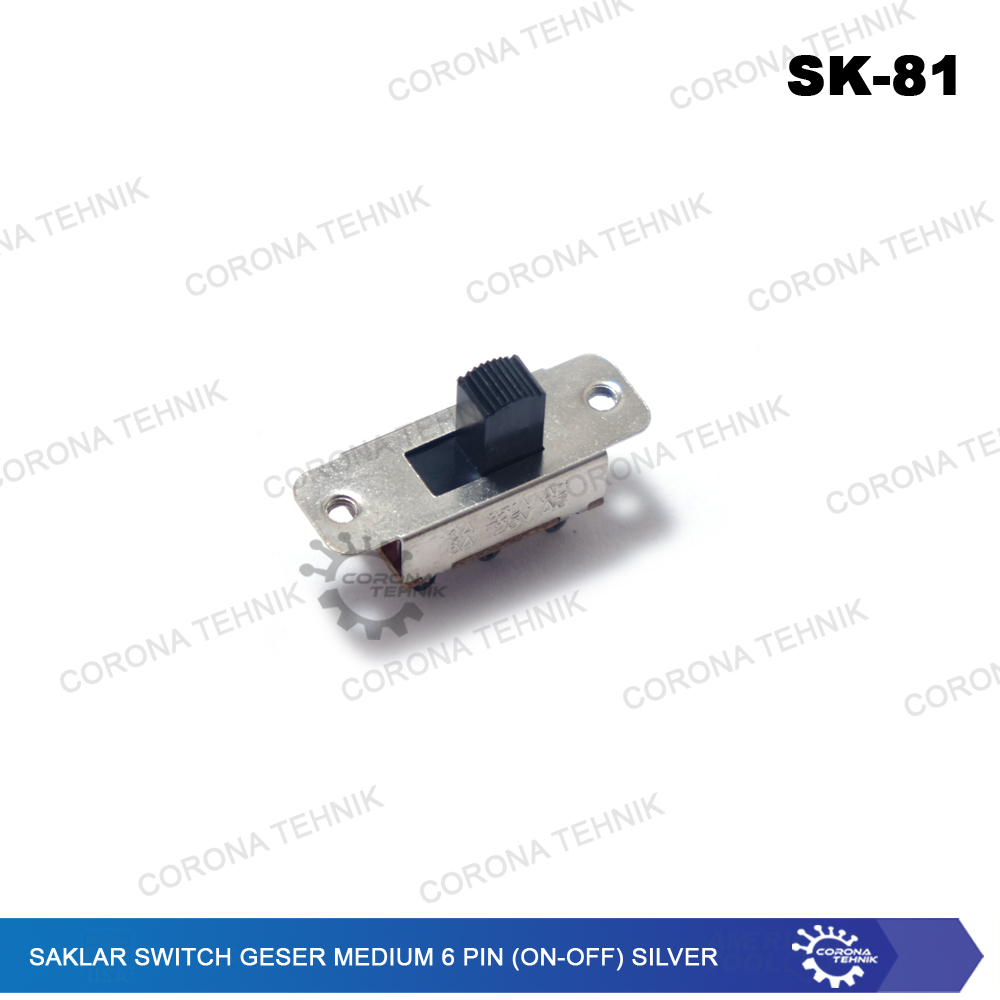 6 Pin ( On-Off ) Silver Saklar Switch Geser Medium