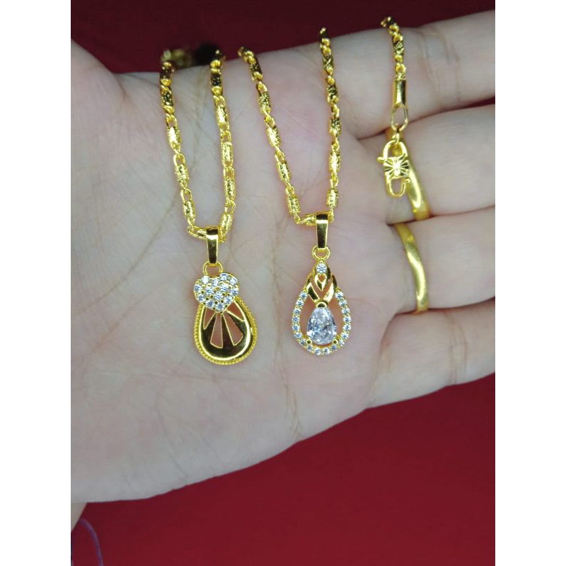 kalung bambu pasir zicron lapis emas 24k