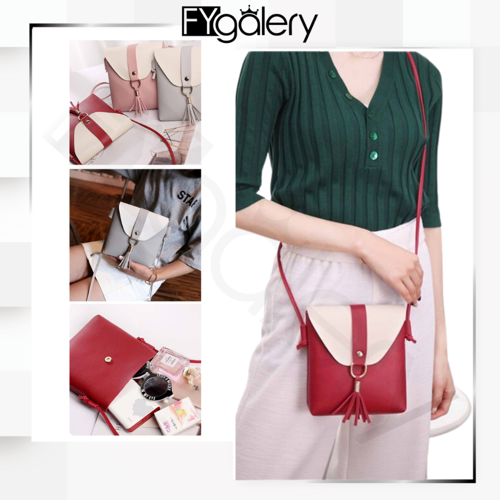 FYGALERY FYG1217 Tas Selempang Model Petak Perempuan Slingbag Slim Fashion Wanita Sling Bag Korea Murah