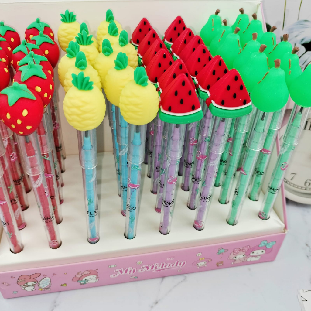 PENSIL SUSUN LUCU HAPPY FRUIT BUAH IMUT LENGKAP HARGA TERMURAH PENSIL PELURU KARAKTER UNIK SUPER CUTE ALAT TULIS SEKOLAH TERLENGKAP BISA COD DAN GROSIR