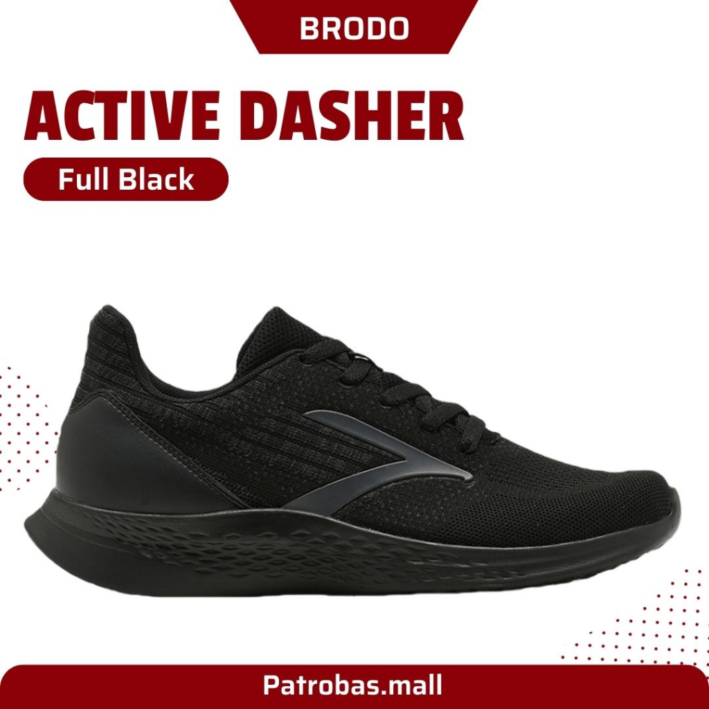 BRODO Active Dasher Full Black Original Sepatu Sneakers Hitam Pria