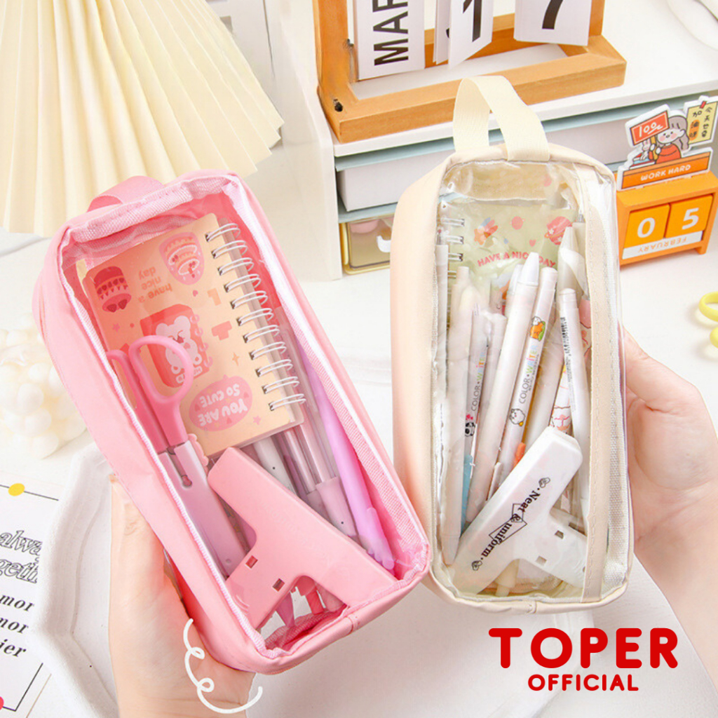 

TOPER Kotak Pensil Transparant Kapasitas Besar Multifungsi Tempat Makeup Lucu