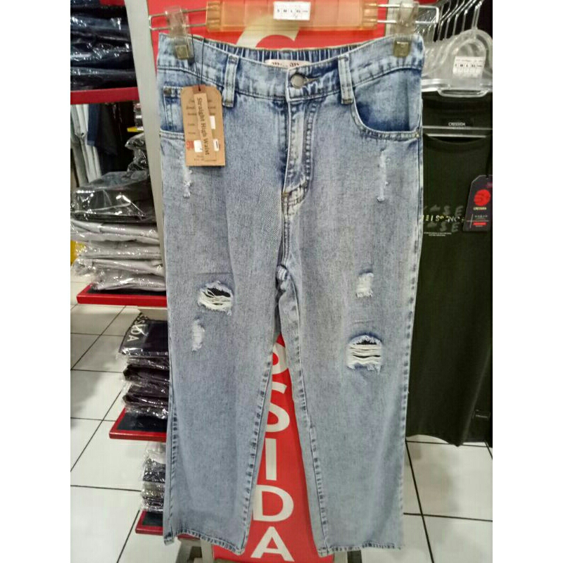 miss me 733439 celana jeans high waist straight cut