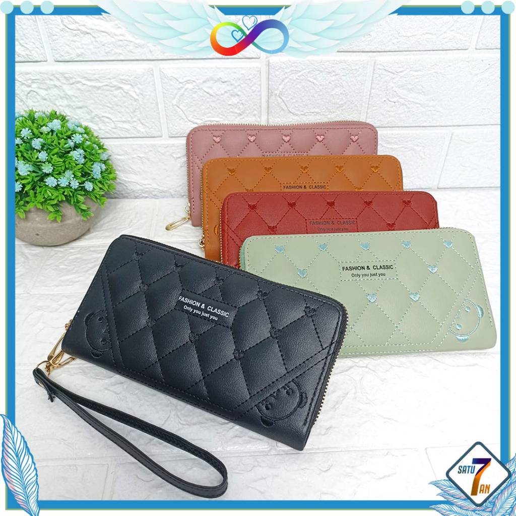 Dompet Panjang Wanita Zipper Korea Fashion Stylish Simple Dompet Clutch Cewek 1 Resleting PU Multifungsi Satu7an D81