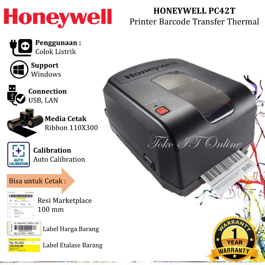 HONEYWELL PC 42T PRINTER LABEL THERMAL 110MM BARCODE PRINTER RESI SHOPEE OLSHOP A6 PC-42T