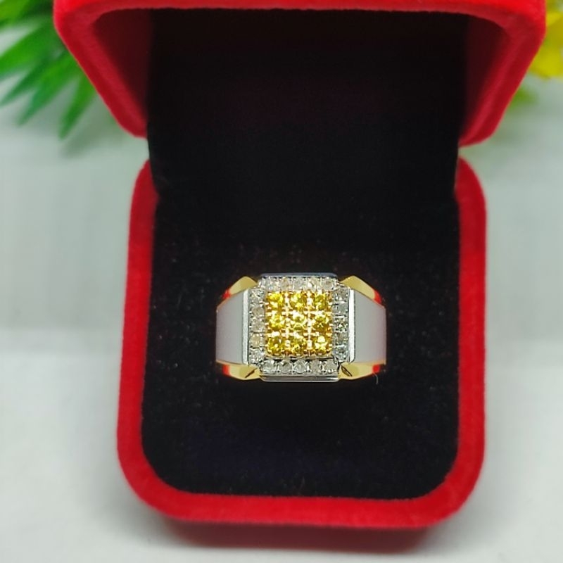 cincin laki ikat perak yg atas batu yakut keliling berlian eropa free memo