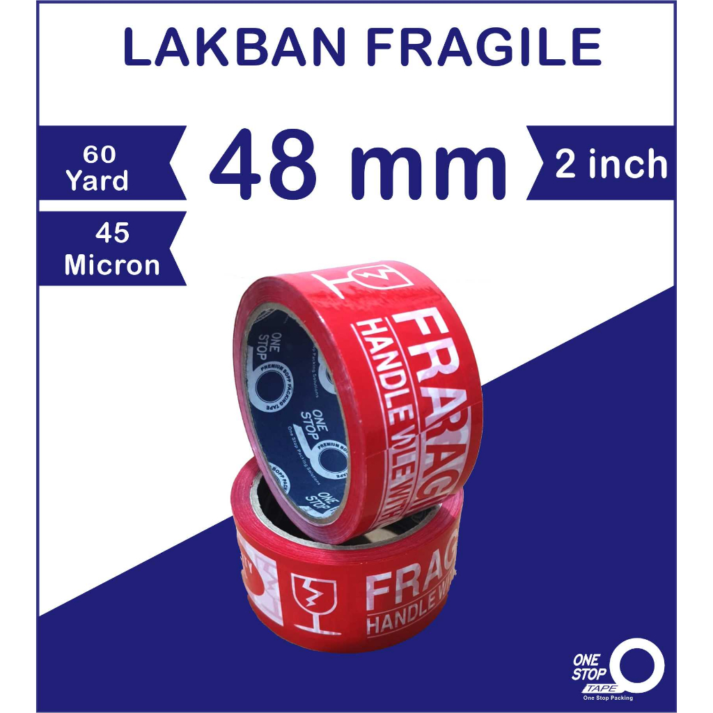 

LAKBAN FRAGILE 2 inchi Lakban OPP Onestop Tape 60 YARD x 48mm