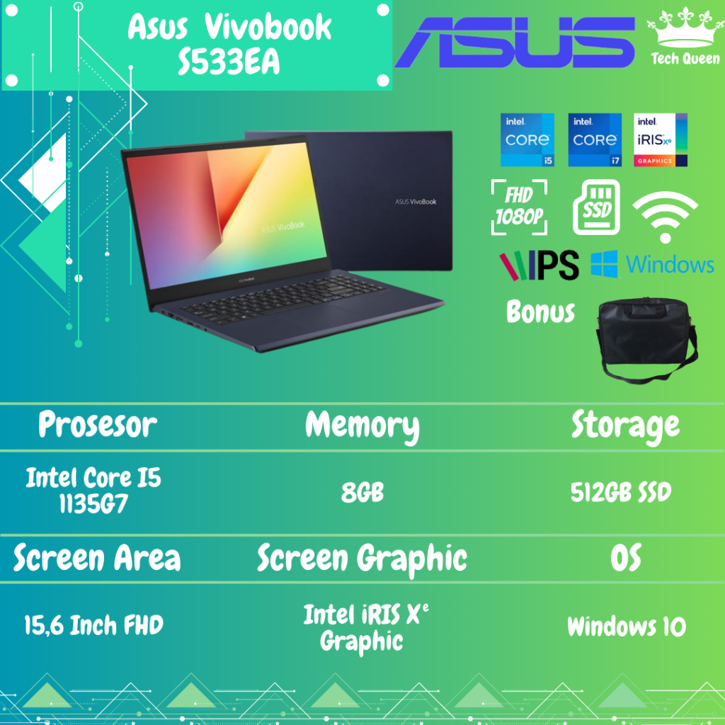 Asus Vivobook S533EA -  i7 1165G7 16GB 512SSD WINDOWS10 15.6 INCHIFHD