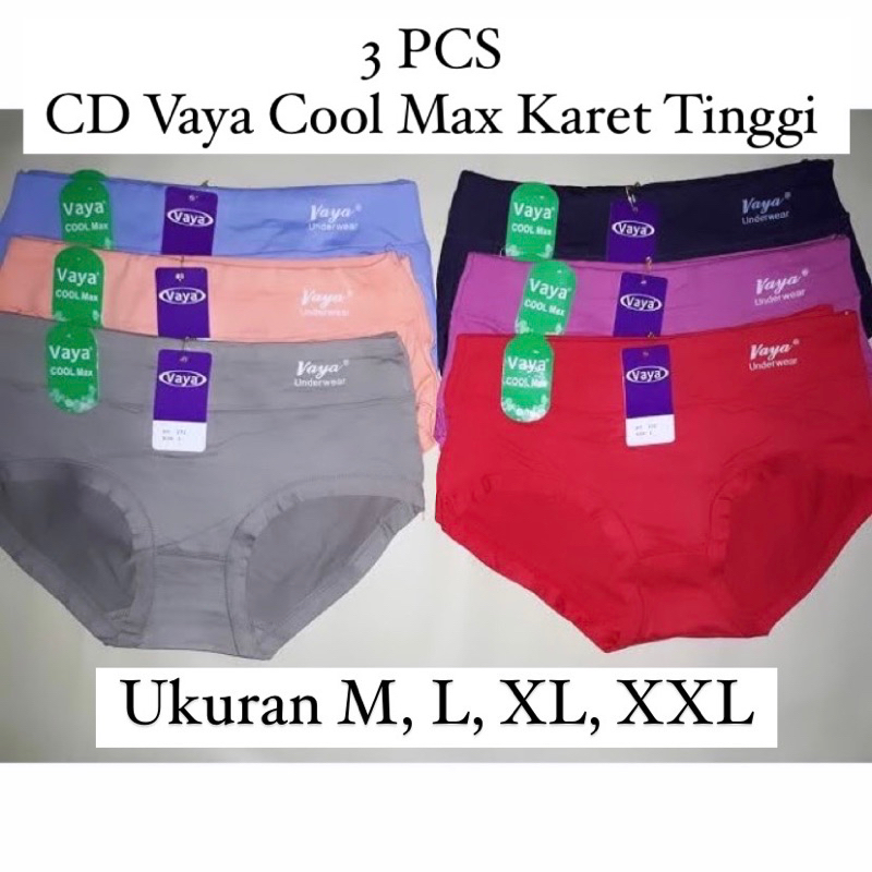 3 PCS - CD Celana Dalam Wanita Remaja dan Dewasa VAYA Karet Tinggi Bahan Spandeks Halus Berkualitas