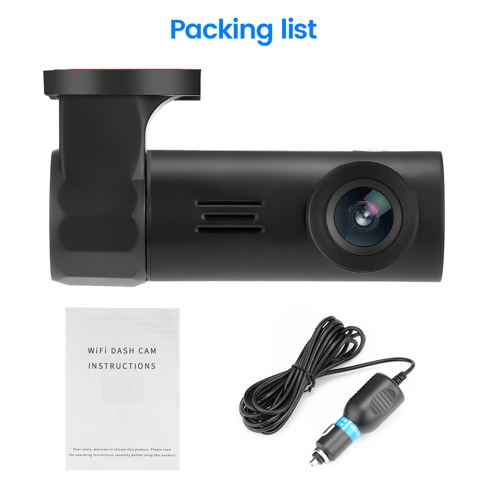 720P HD WiFi Dashcam for Vehicle 360° Rotatable Lens Car DVR Dashboard Camera with App Control Loop Recording Parking Monitor