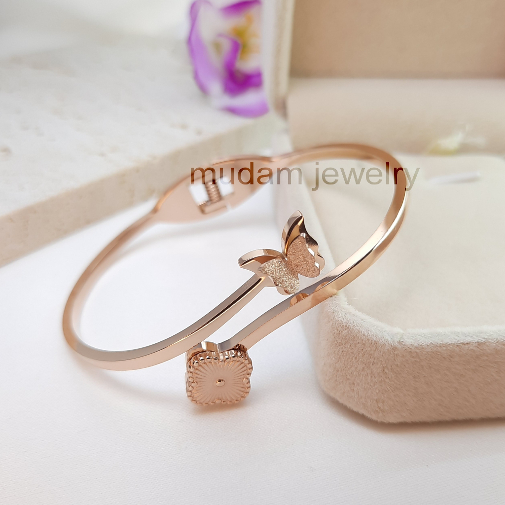 Gelang Bangle Kupu - Kupu Dengan Motif Bunga