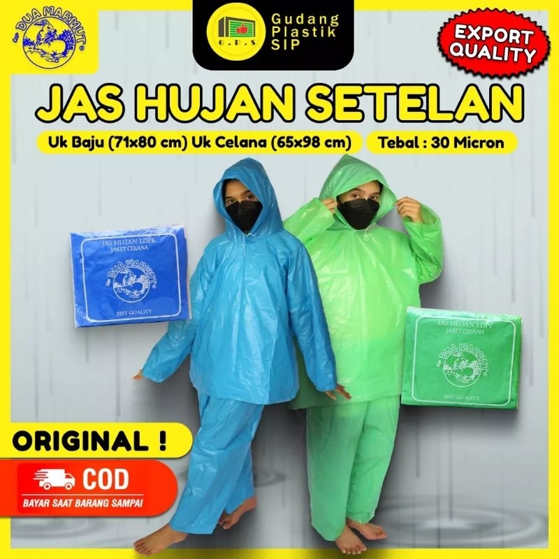 Jas Hujan Plastik LDPE Jaket Celana Setelan Tebal Murah  / Quality