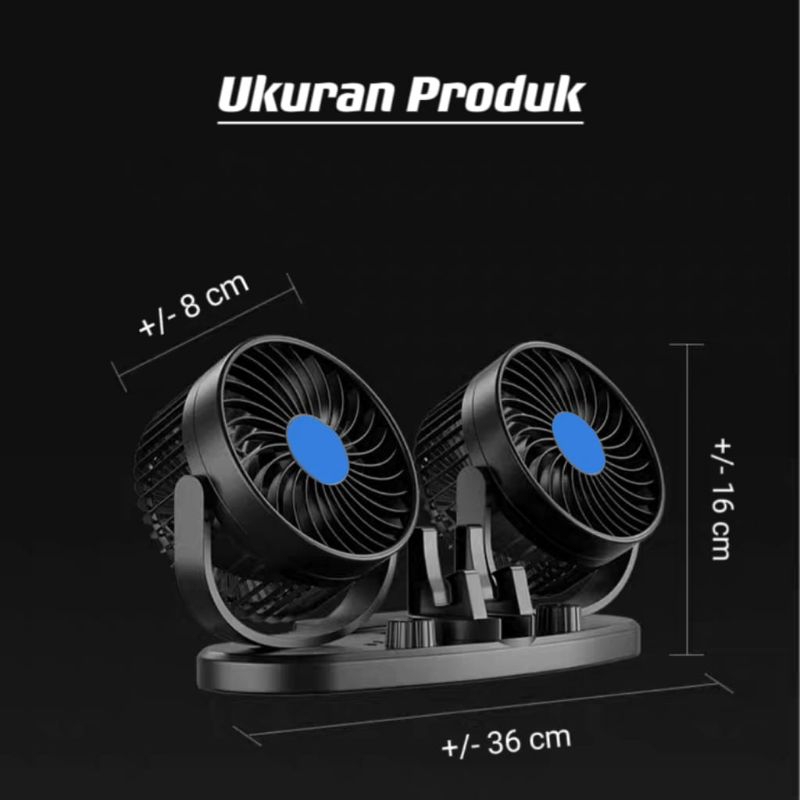 Kipas Angin Mobil 12V-24V Double Headed Fan 2 USB Colokan Dan HP Holder Pegangan HP⭐Panda99⭐