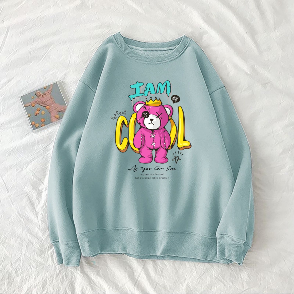 I'AM COOL BEAR  Swaeter Oversize Wanita Size M - L - XL - XXL