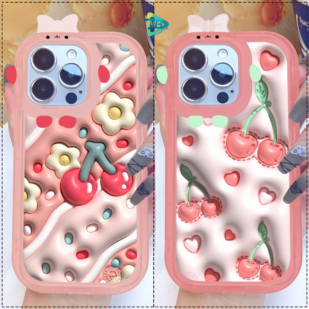 CUSTOM SOFT CASE SILIKON CASING FRAME KAMERA KARAKTER PITACU CUSTOM CHERRY SAMSUNG A03S A03 CORE A04