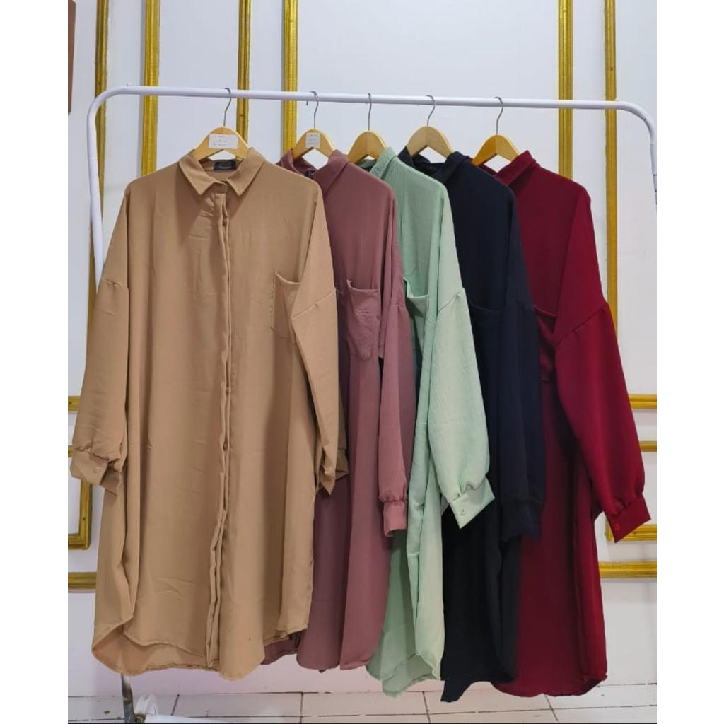 KEMEJA TUNIK JUMBO//TUNIK POLOS CRINGKLE KEKINIAN SR.006