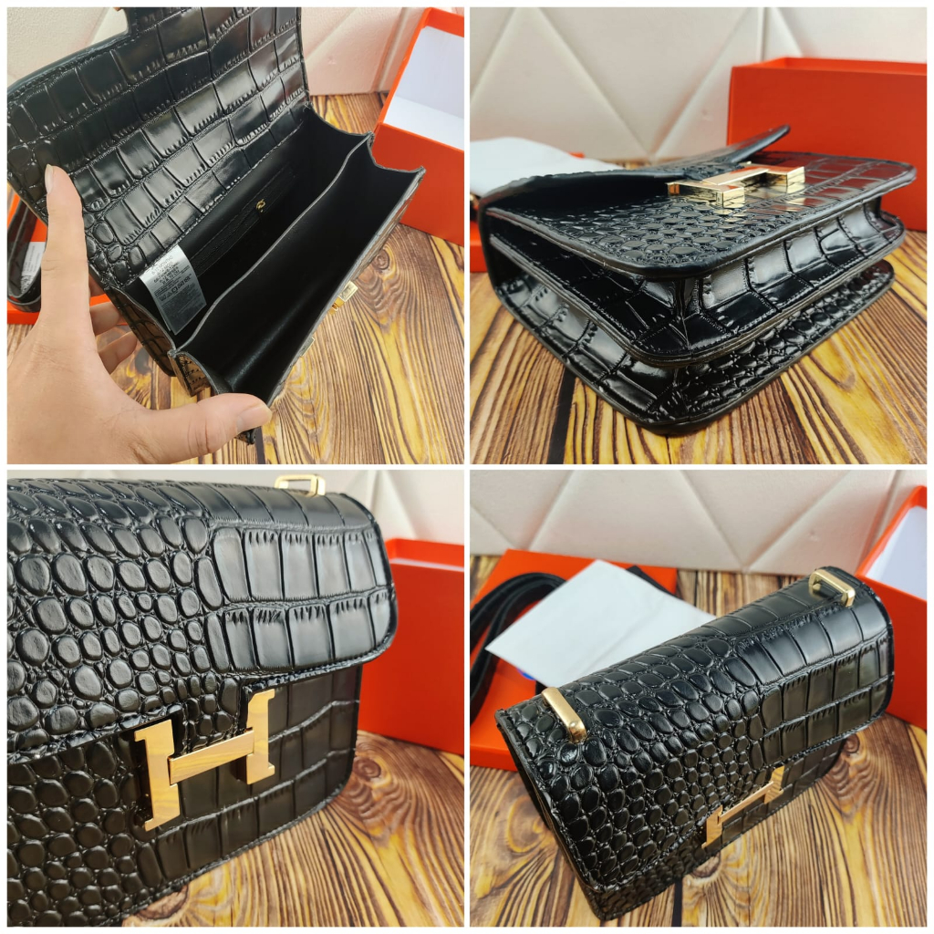 BUMBAG - TAS IMPORT SLEMPANG CONSTANTINE CROCO SMALL FREE BOX DAN PAPERBAG KOMPLIT ACC.GOLD SUPER IMPORT HIGH MIRROR SLINGBAG CROCO PREMIUM - SLING BAG CONSTANCE CROCO DOVE UK.19 FREE BOX DAN PAPERBAG KOMPLIT IMPORT ACC. GOLD / TAS SLEMPANG CROCO 191531