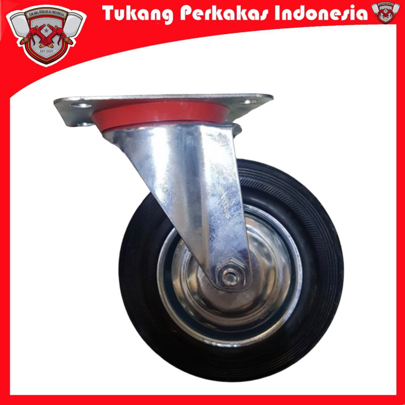 Roda troli karet hitam 6 inch Hidup