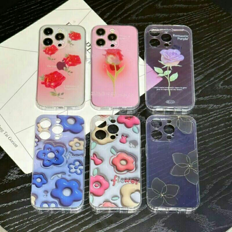 SOFT CASE TRANSPARAN TERBARU MOTIF BUNGA TULIP SAM A14 / A13 / A04 / A23 / A53