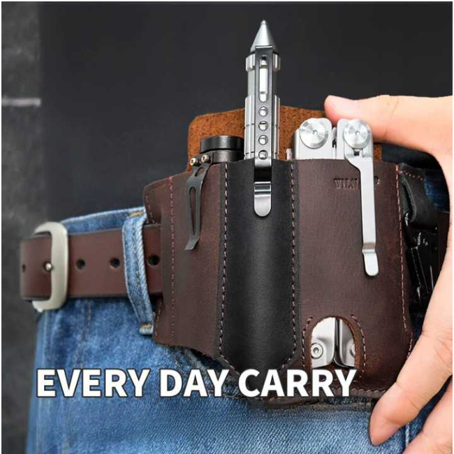 Tas Pinggang Sabuk Holster Leather Pouch Multitool EDC Tas Desain Ergonomis Multifungsi Material Kulit PU