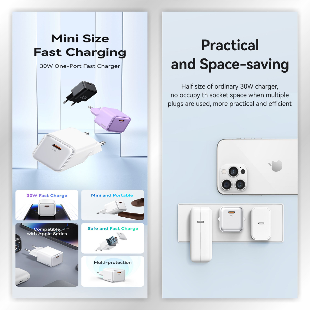 USAMS X-ron Adaptor Kepala Fast Charger Single Port PD30W