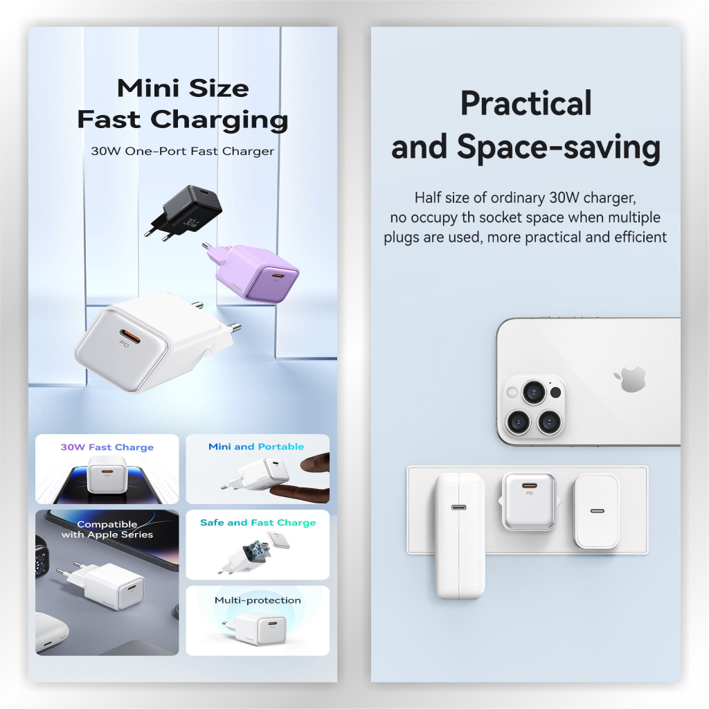 USAMS X-ron Adapter Fast Charger Single Port PD30W