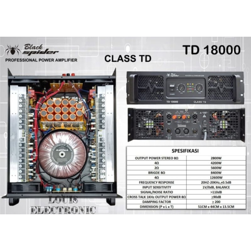 Power Amplifier BLACK SPIDER TD 18000 TD18000 Class TD ORIGINAL