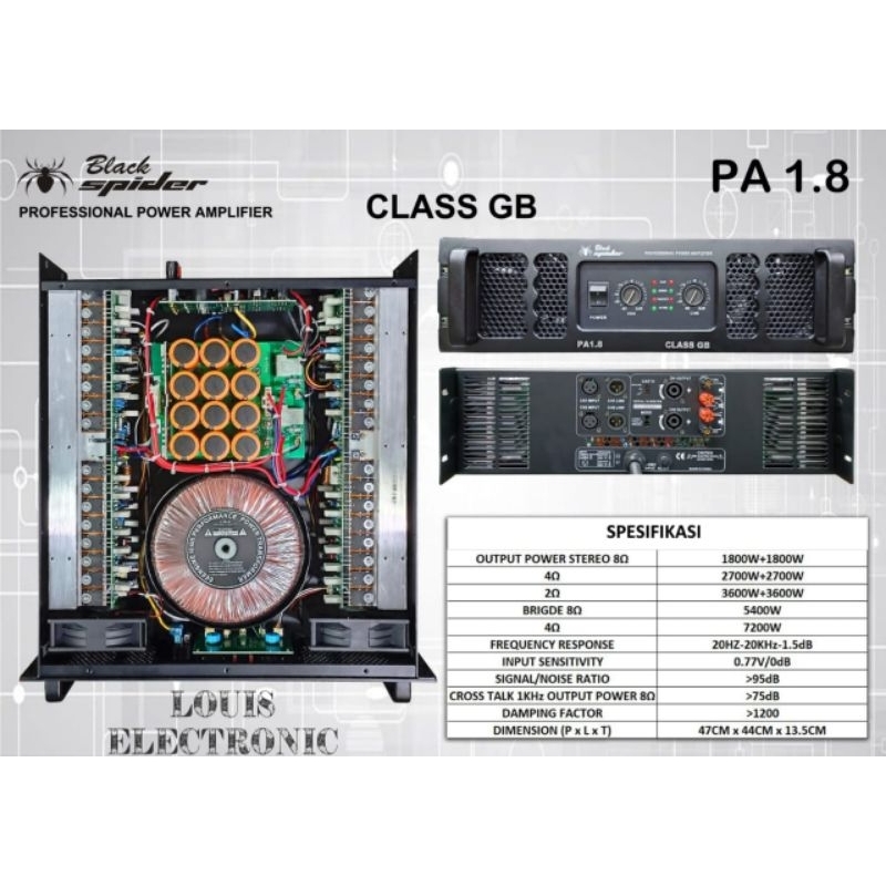 Power Amplifier BLACK SPIDER PA1.8 PA 1.8 Class GB ORIGINAL