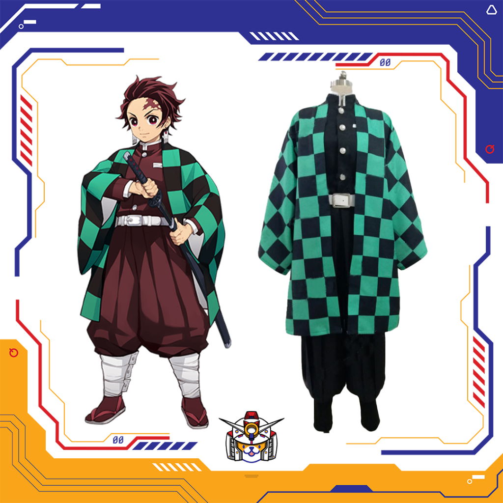 TANJIRO KIMETSU NO YAIBA COSTUME YUKATA HAORI ANIME COSPLAY