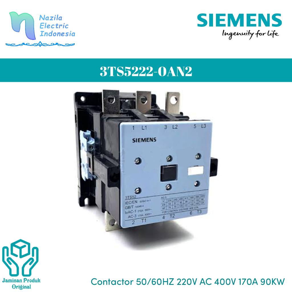 Siemens Magnetic Contactor 3TS5222-0AN2 / 3TS52 22 0AN2 / 3TS52220AN2