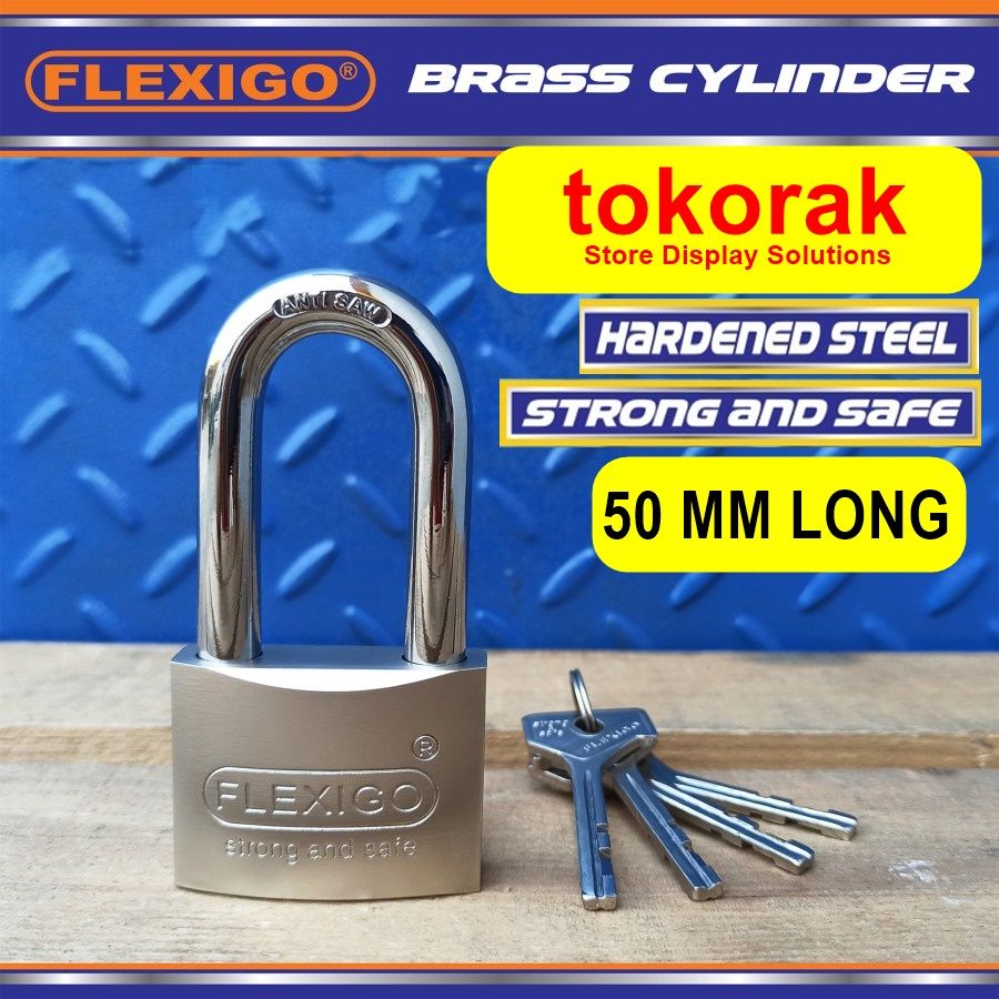 GEMBOK BRASS 50MM PJG FLEXIGO SHERLOCK ANTI CAIRAN POTONG PALU TOKO