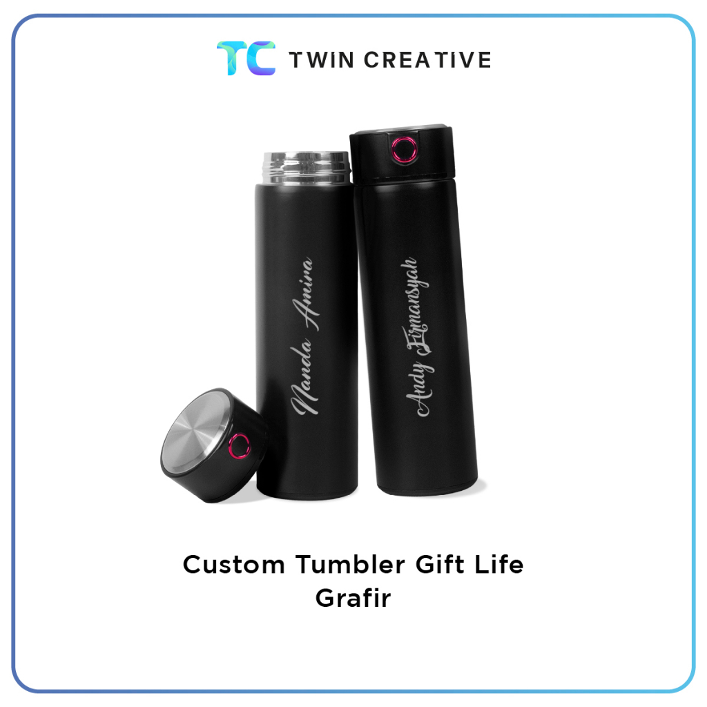 Tumbler Termos Stainless Gift Life 500ml Custom Nama - Tumbler Gift Life Grafir