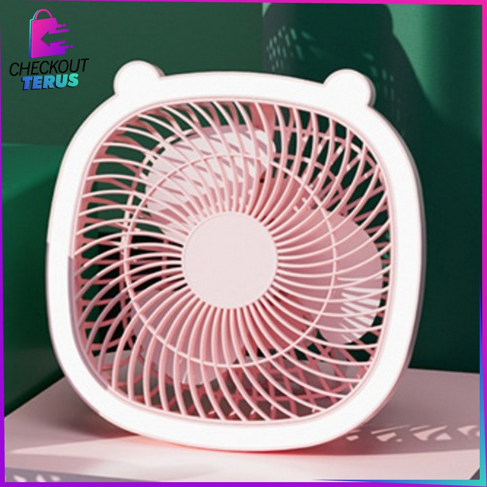 CT C880 Kipas Angin Mini Portable ada Lampu Kipas Mini Fan Cooling Portable Meja USB Charger Tidak Berisik