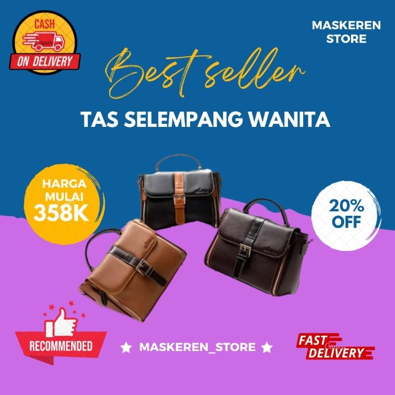 Tas Wanita Slempang Kulit Asli/Alona Pamela Bag/Tas Wanita kulit Sapi