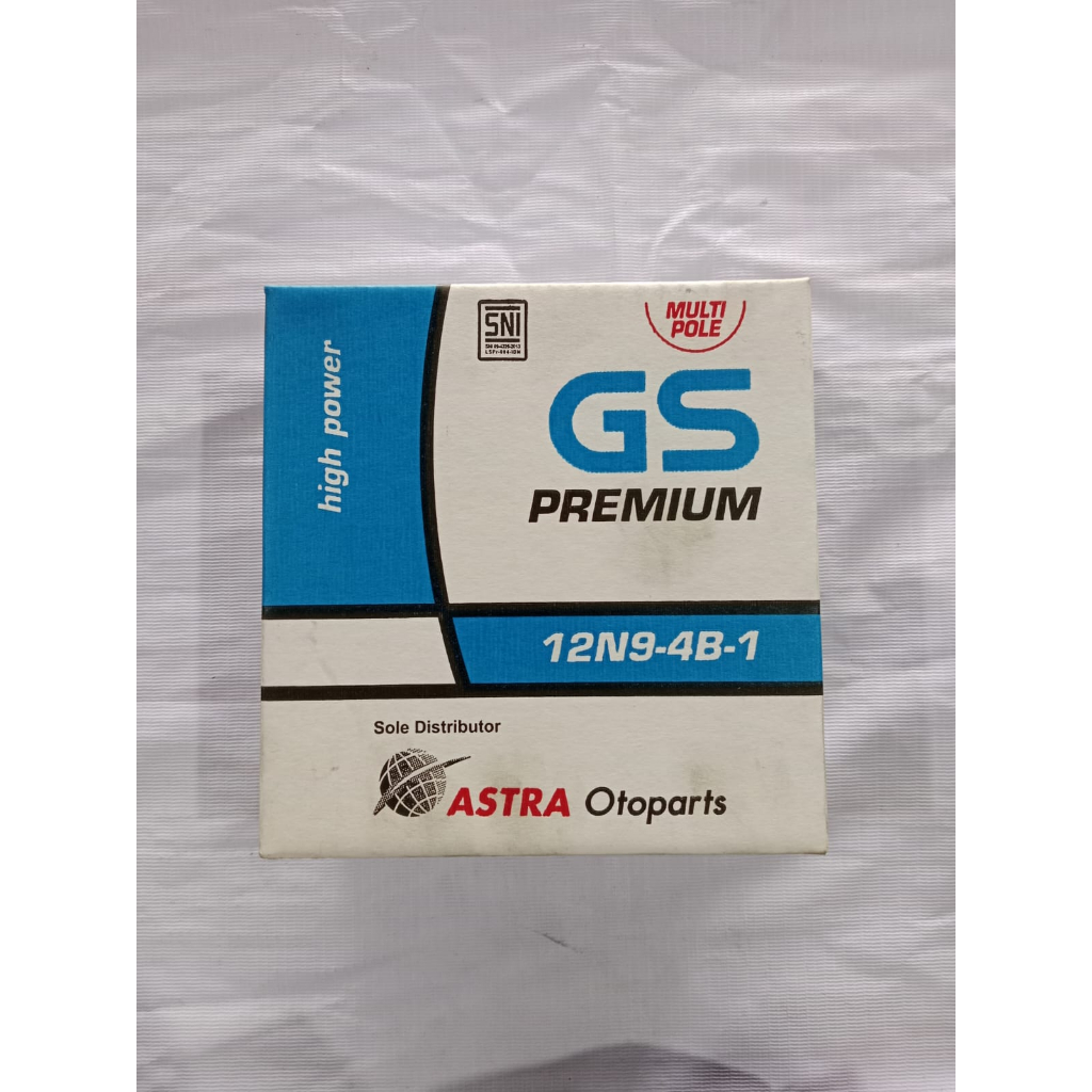 Aki GS Astra 12N9-4B1M Aki Basah 12V 9Ah/10Hr Untuk Motor Thunder 125