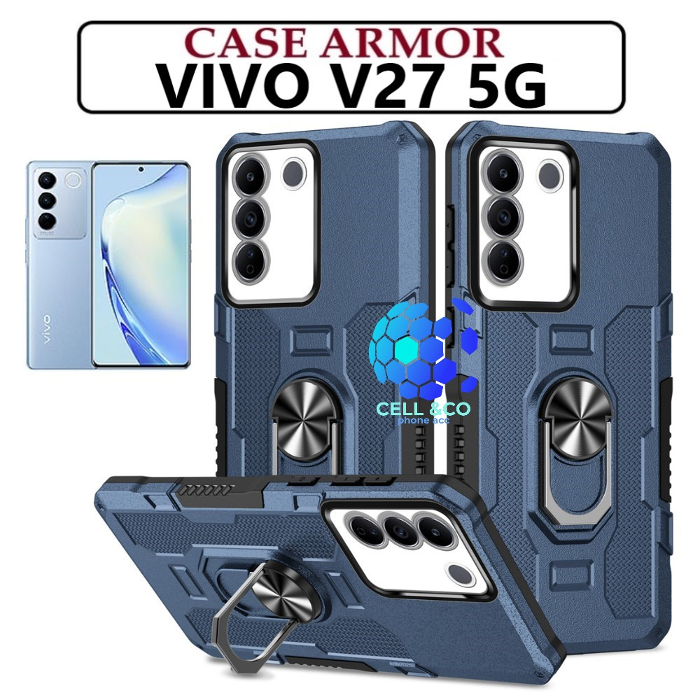 Case Armor VIVO V27 5G Iring Cincin Magnetic Kesing Hp Protect kamera Premium Hard Case Standing Robot Pelindung Kamera VIVO V27 5G