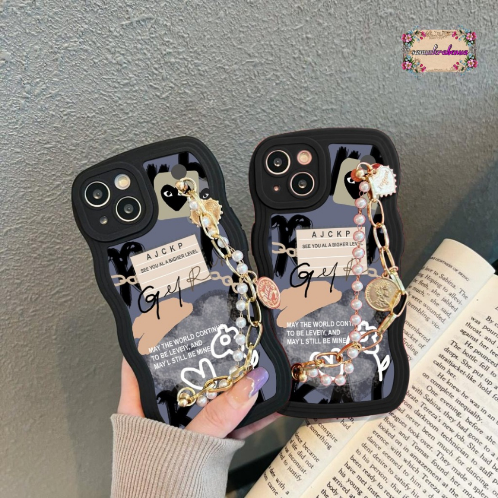 GC44 GC53 CASE CASING SOFTCASE SILIKON WAVY WAVE AESTETHIC RANTAI MUTIARA GRIP FOR REALME C11 C12 C25 NARZO 20 C15 C17 7I C20 NARZO 50I SB5749