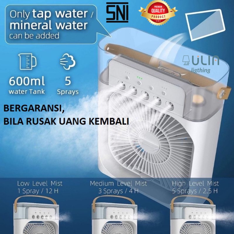 AC MINI PORTABLE TRANSFARAN PENDINGIN RUANGAN MOBIL USB 5V DENGAN KIPAS ANGIN AIR SNI LAMPU TIDUR 7 WARNA