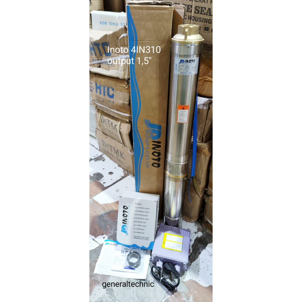 Submersible Pump Inoto 1HP 4" Inoto Control Box Pompa Celup 4" 1HP Pompa Sumur Dalam Inoto 4IN310