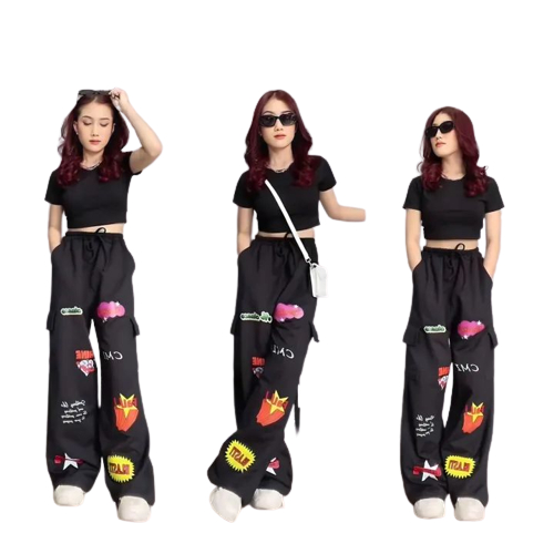 ONE SET JOGGER BAJU CROP TOP WANITA | SETELAN KOREAN IMUT SEKSI