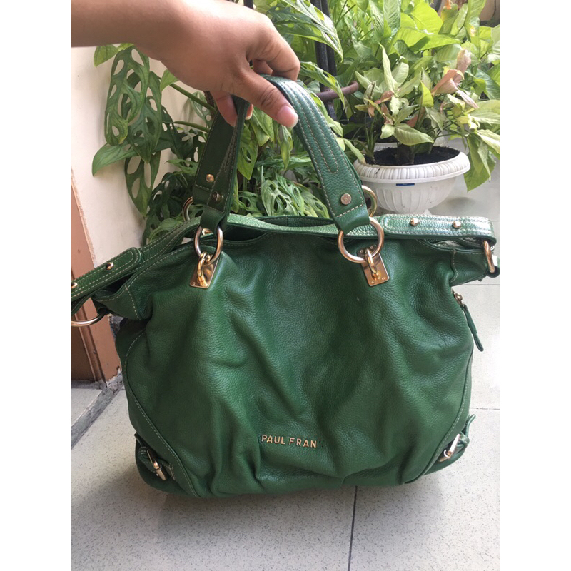 Tas preloved hand bag hijau paul frank kulit mantul